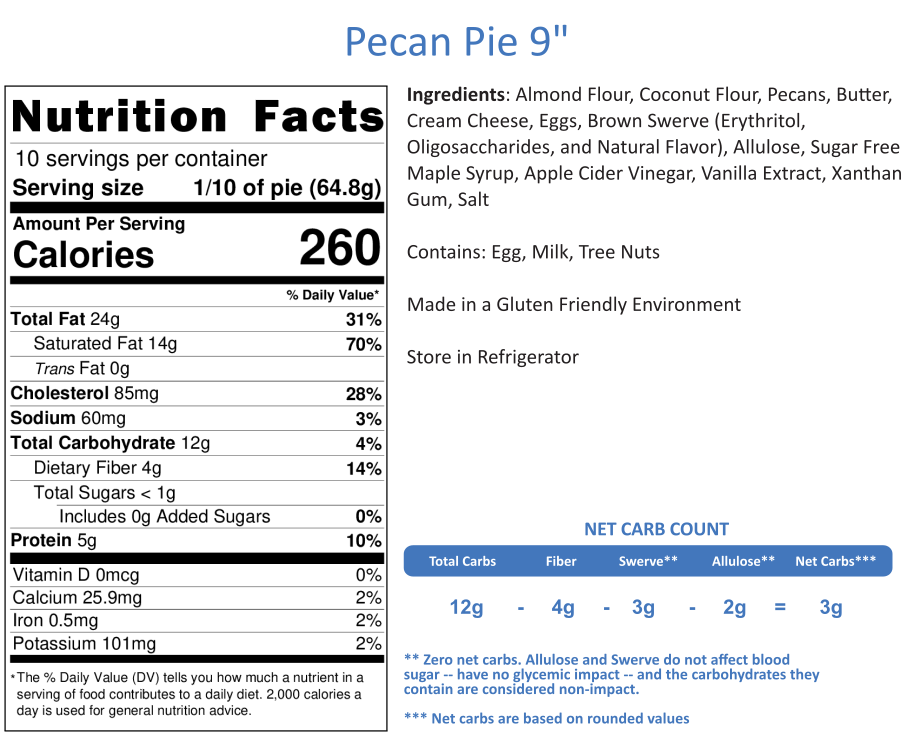 Keto Pecan Pie 9" -- Buy One Add one on US Sale. Must add 2nd to your order.