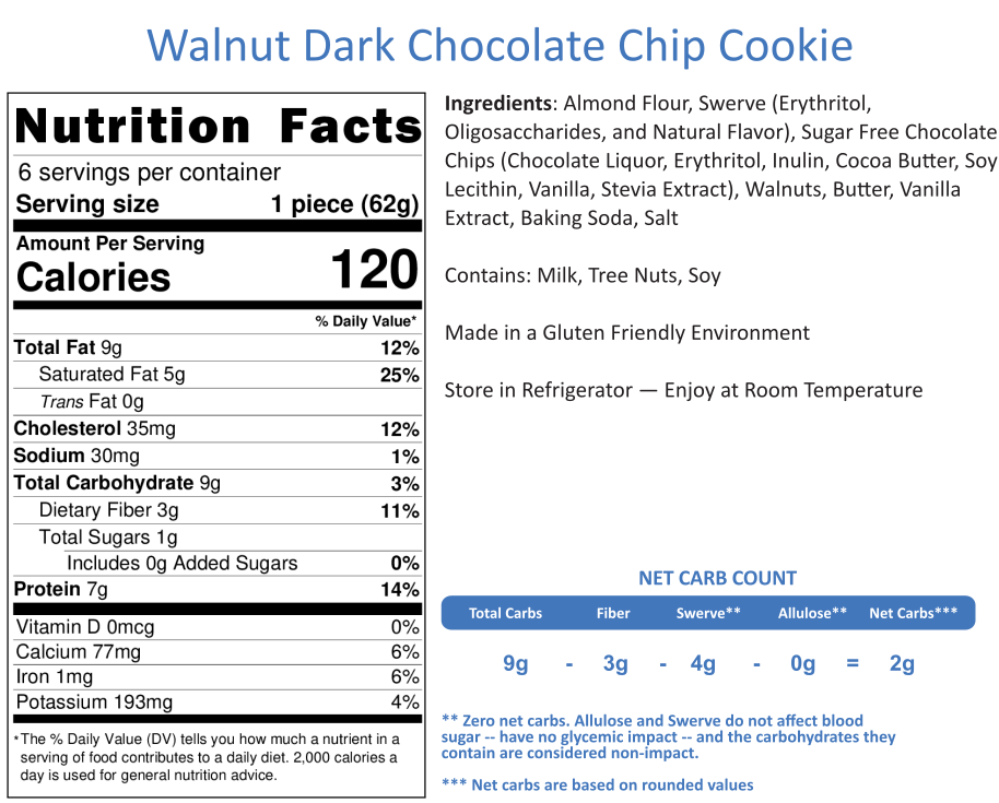 Walnut Dark Chocolate Chip Cookies (6 per Order)