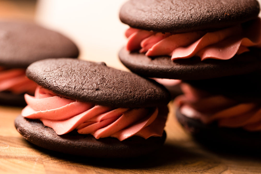 Chocolate Raspberry Whoopie Pies (4 per Order)