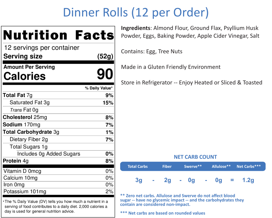 Dinner Rolls / Slider Buns (12 Per Order)