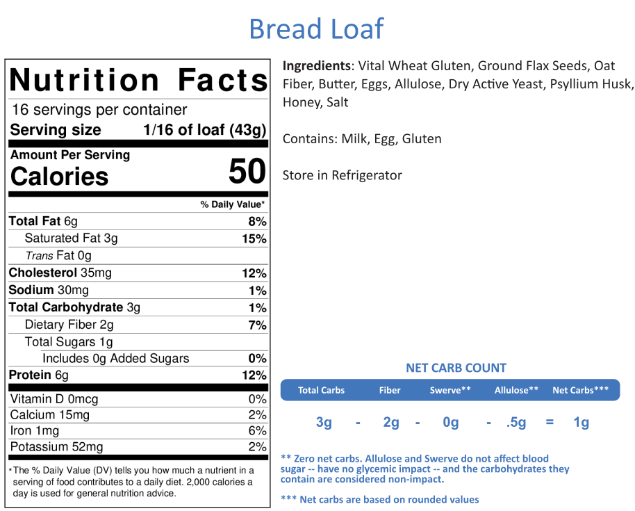 Bread  Loaf (Contains High Protein Vital Wheat Gluten)