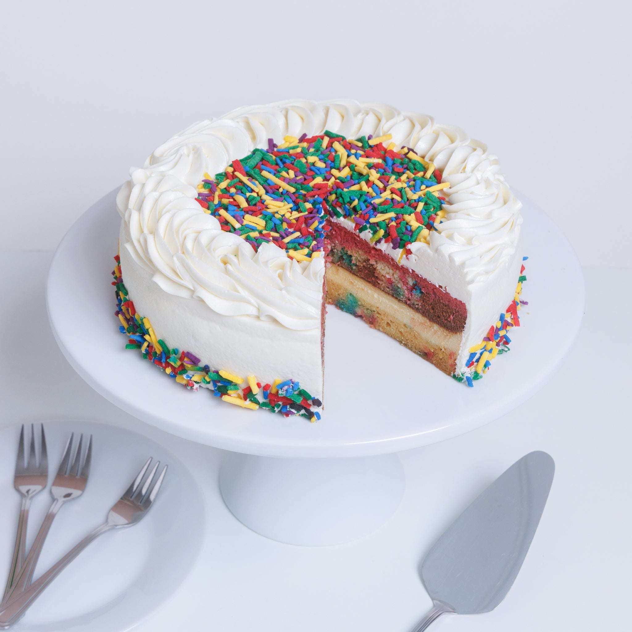 Neapolitan Celebration Mousse Cake -- Fresh rich flavors for any celebration!