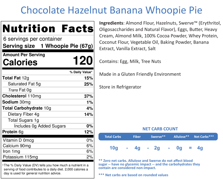 Chocolate Hazelnut Banana Whoopie Pies (6 to an Order) LAST CHANCE