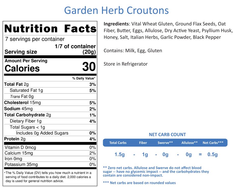 Croutons -- Variety 3 Pack (Contains High Protein Vital Wheat Gluten)