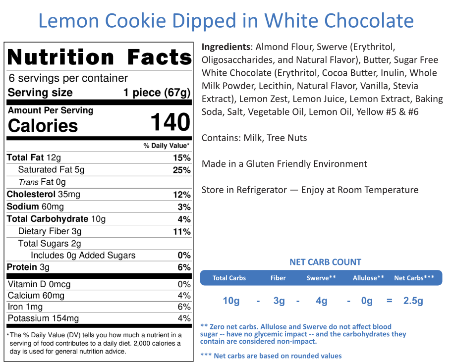 Lemon Cookies Dipped in White Chocolate (6 per Order)