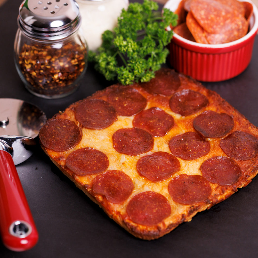TRUE KETO Pepperoni Sicilian Style Pizza -- 8x8 Square